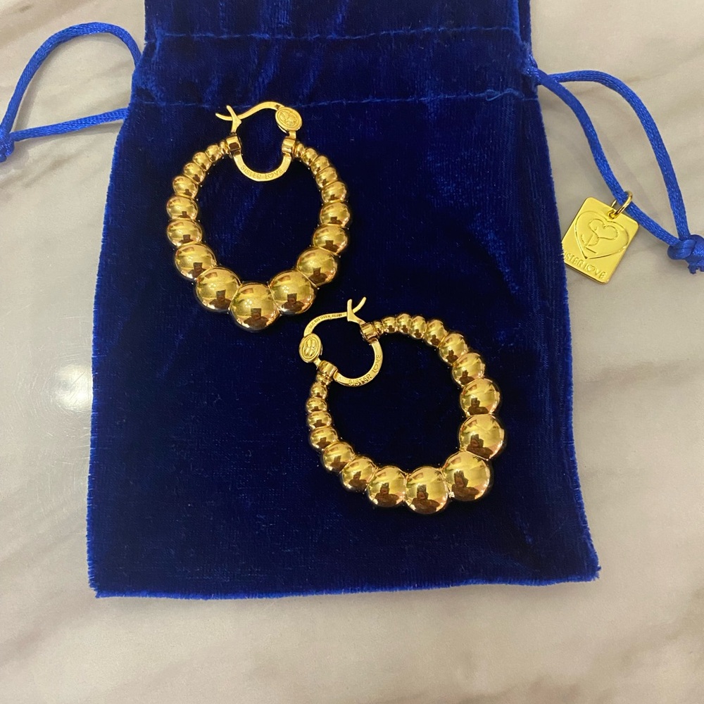 Luxurious Gold Beaded Hoop Earrings